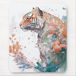 タイガーポートレート動物絵画の野生動物アウトドア マウスパッド