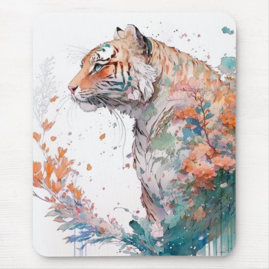 タイガーポートレート動物絵画の野生動物アウトドア マウスパッド (正面)