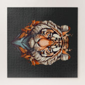タイガーポートレート、ミニマルデザインオレンジ色 ジグソーパズル (横)