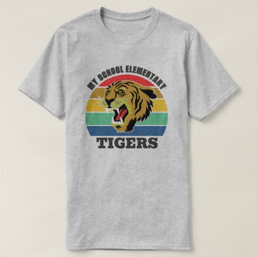タイガーマスコットスクールカスタマイズ可能なテンプレートTシャツ Tシャツ (デザイン正面)