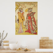 タイガーマンと妻の日本のプリントカップル ポスター (キッチン)