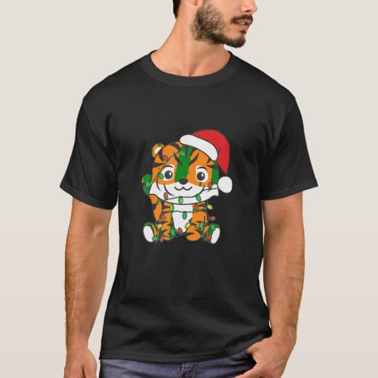 タイガーメリークリスマスウィンターアニマルティガー Tシャツ (正面)