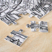 タイガーモザイクタイル（白黒） ジグソーパズル (側面)