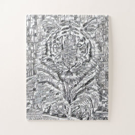 タイガーモザイクタイル（白黒） ジグソーパズル