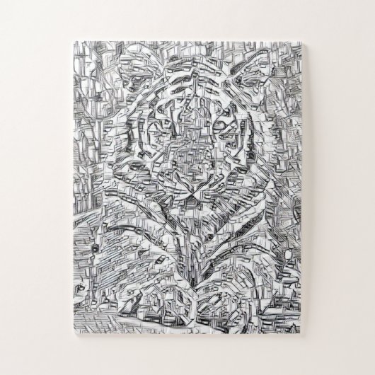 タイガーモザイクタイル（白黒） ジグソーパズル (縦)