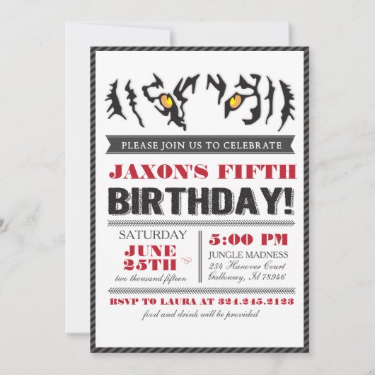 タイガーモダンアイズ誕生日招待状 招待状 (正面)