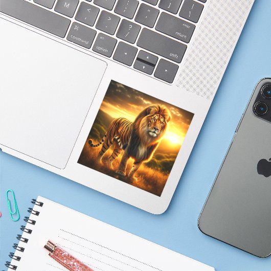 タイガーライオン シール (ノートパソコンとiPhone)