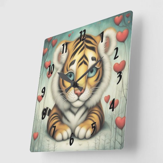タイガーラブ2 スクエア壁時計 (傾斜)