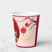 タイガーランタンさくらんぼ中国のが新年のPCを咲かせる 紙コップ (裏面)