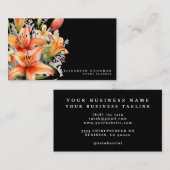 タイガーリリエレガントトロピカルブラックビジネスカード 名刺 (正面/裏面)