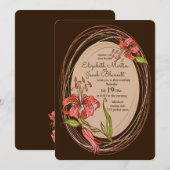 タイガーリリーのウェディング ダークブラウン 招待状 (正面/裏面)