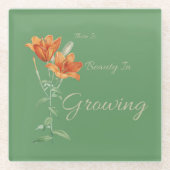 タイガーリリーの栽培に美しいがある ガラスコースター (正面)