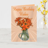 タイガーリリーカスタマイズブデイ カード (黄色い花)