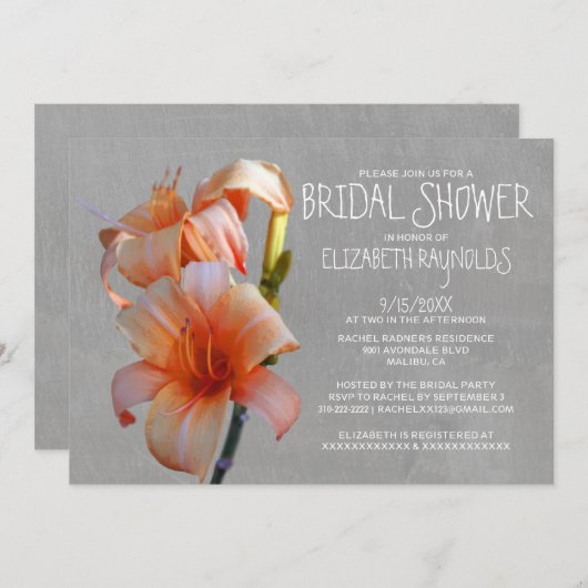 タイガーリリーブライダルシャワー招待状 招待状 (正面/裏面)