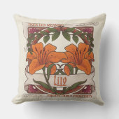 タイガーリリーヴィンテージスタイルと緑のパターンバック クッション (正面)