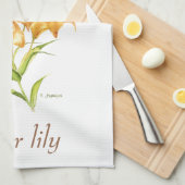 タイガーリリー植物性フローラ水色 キッチンタオル (四つ折り)