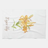 タイガーリリー植物性フローラ水色 キッチンタオル (横)