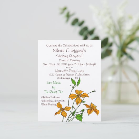 タイガーリリー（結婚式後パーティーのご案内） 招待状 (スタンド正面)