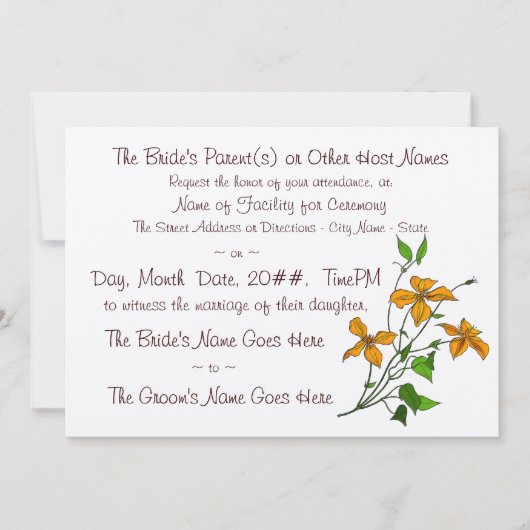 タイガーリリー(結婚式招待状) 招待状 (正面)