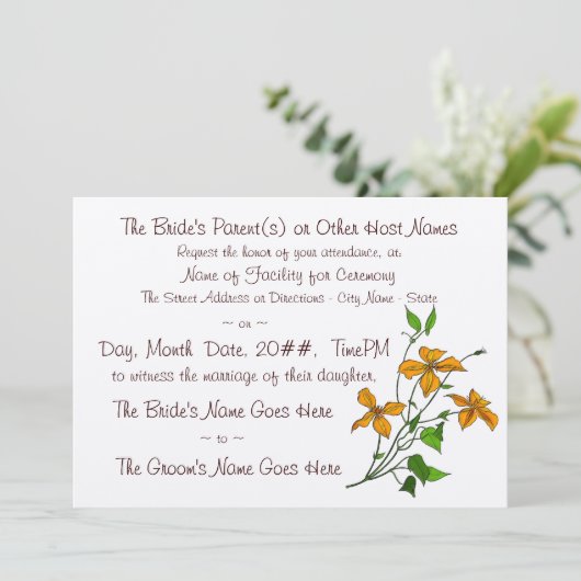 タイガーリリー(結婚式招待状) 招待状 (スタンド正面)