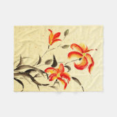 タイガーリリー – 赤 フリースブランケット (正面(横))