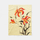 タイガーリリー – 赤 フリースブランケット (正面)