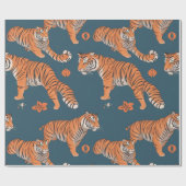 タイガーレトロカラフルパタパーソナライズされたーン ラッピングペーパー (フラット)