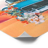 タイガーレトロカーカーデザートカボスサーレアルコラージカンヴ ポスター (角)