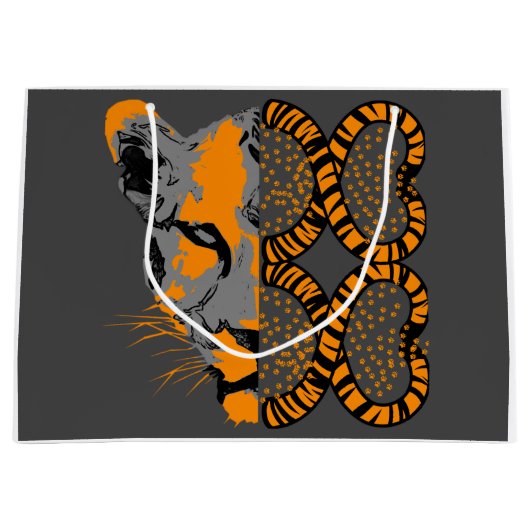 タイガーワイルドアニマルイベントバースデーパーティー抱き枕 ラージペーパーバッグ (正面)