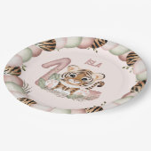 タイガーワイルドワンガールピンク1st誕生日紙プレート ペーパープレート (アングル)