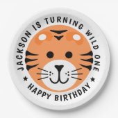 タイガーワイルドワンジャングルサファリアニマル子供の誕生日 ペーパープレート (正面)