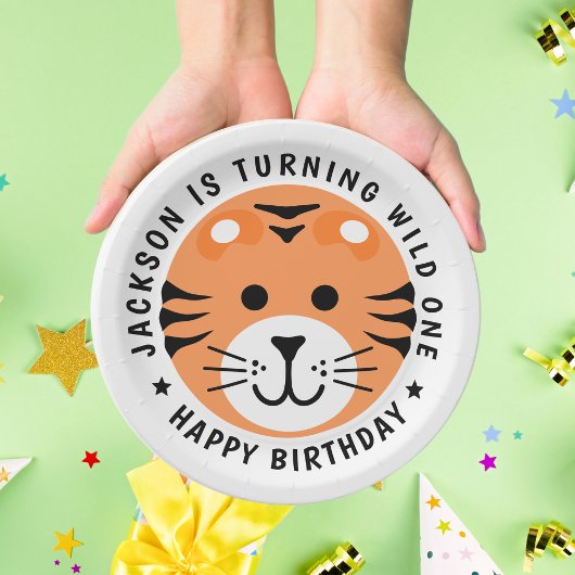 タイガーワイルドワンジャングルサファリアニマル子供の誕生日 ペーパープレート