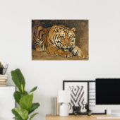 タイガーヴィンテージアート、ミュートされたニュートラルヴィンテージアート ポスター (ホームオフィス)