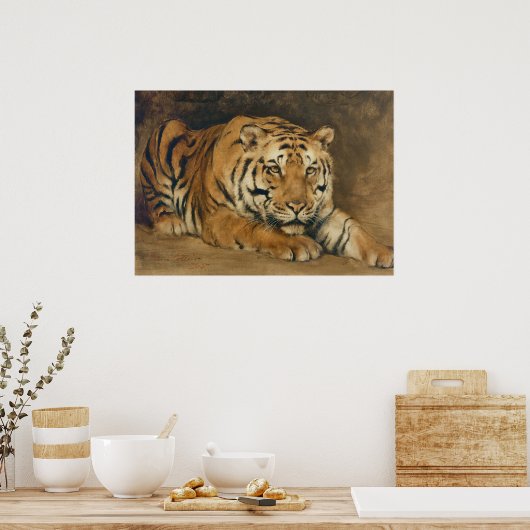 タイガーヴィンテージアート、ミュートされたニュートラルヴィンテージアート ポスター (キッチン)