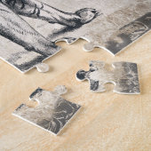 タイガーヴィンテージ野生動物グランジ装飾品 ジグソーパズル (側面)