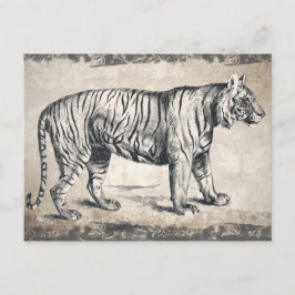 タイガーヴィンテージ野生動物グランジ装飾品 ポストカード
