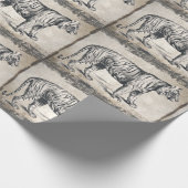 タイガーヴィンテージ野生動物グランジ装飾品 ラッピングペーパー (角)