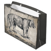 タイガーヴィンテージ野生動物グランジ装飾品 ラージペーパーバッグ (裏面アングル)