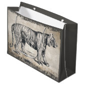 タイガーヴィンテージ野生動物グランジ装飾品 ラージペーパーバッグ (正面アングル)