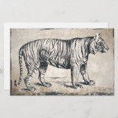 タイガーヴィンテージ野生動物グランジ装飾品 便箋 (正面/裏面)
