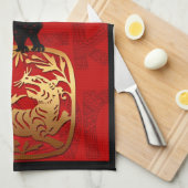 タイガー中国のカスタム〔占星術の〕十二宮図誕生日KT キッチンタオル (四つ折り)