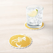 タイガー中国のシンボル書道イエロー ペーパーコースター (インサイチュ)