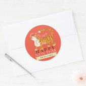 タイガー中国の新年2022レッドホリデイ ラウンドシール (封筒)