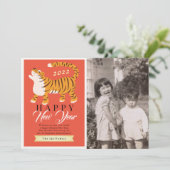 タイガー中国の新年2022赤い休日のフォトカード 招待状 (スタンド正面)