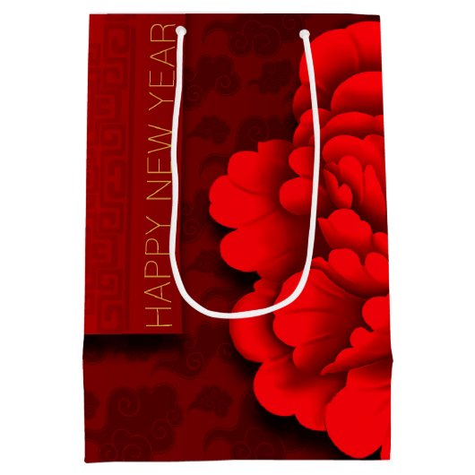 タイガー中国の紙カット牡丹2022 MGB2 ミディアムペーパーバッグ (裏面)