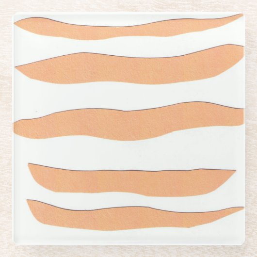 タイガー付きガラスストライプコースター ガラスコースター (正面)