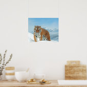 タイガー冬の雪の自然写真の山のポスター ポスター (キッチン)