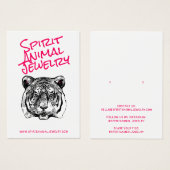 タイガー動物イラストレーションピンクのスクリプトイヤリングカード (正面&裏面)