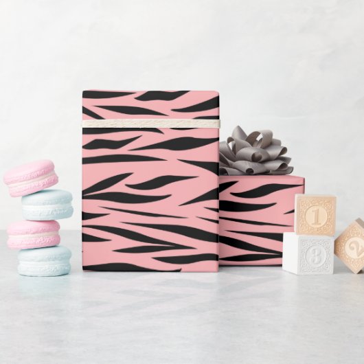 タイガー動物パターンSweet sixteenピンクシームレス ラッピングペーパー (ベビーシャワー)