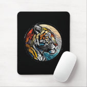 タイガー動物ポートレートステンドグラス野生生物フリー マウスパッド (マウス)
